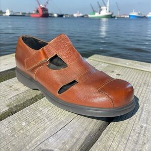 Sledgers Made in France Mens Fisherman Sandals 44 EU 11 US Brown Leather Vtg